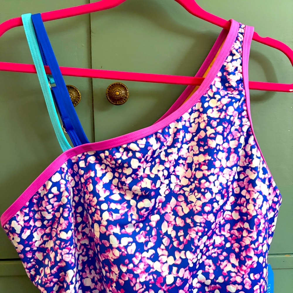 NWT Lands End Colorful Girls One Piece Swimsuit